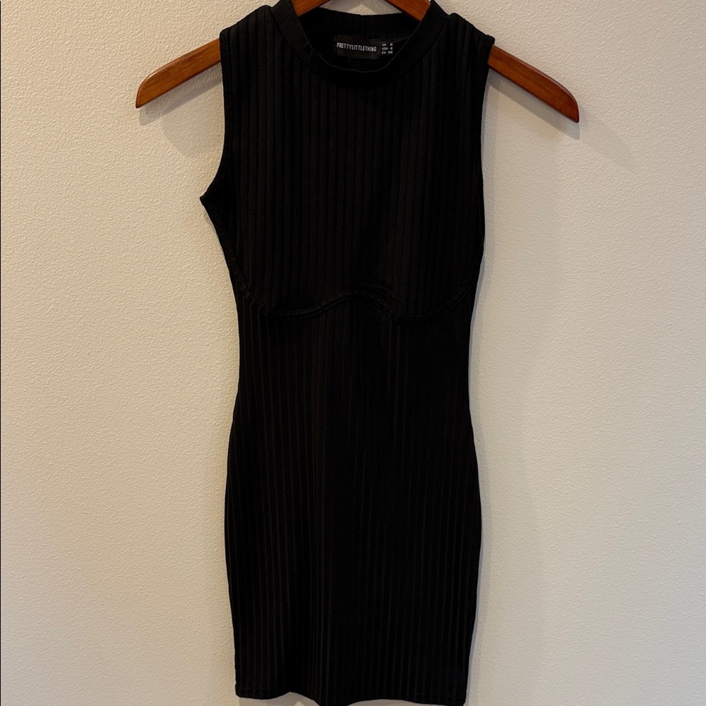 Aritzia Black Ribbed Mini Dress